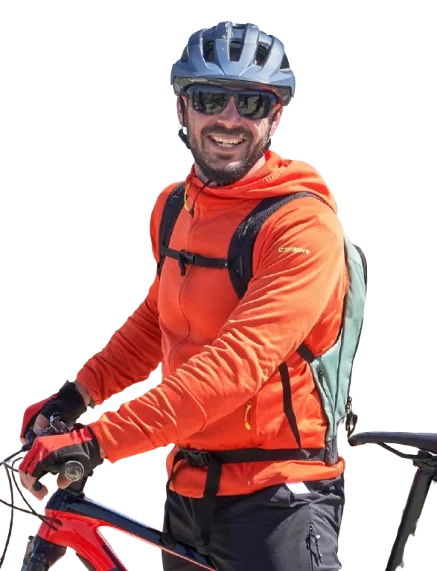 michael with helmet smiling